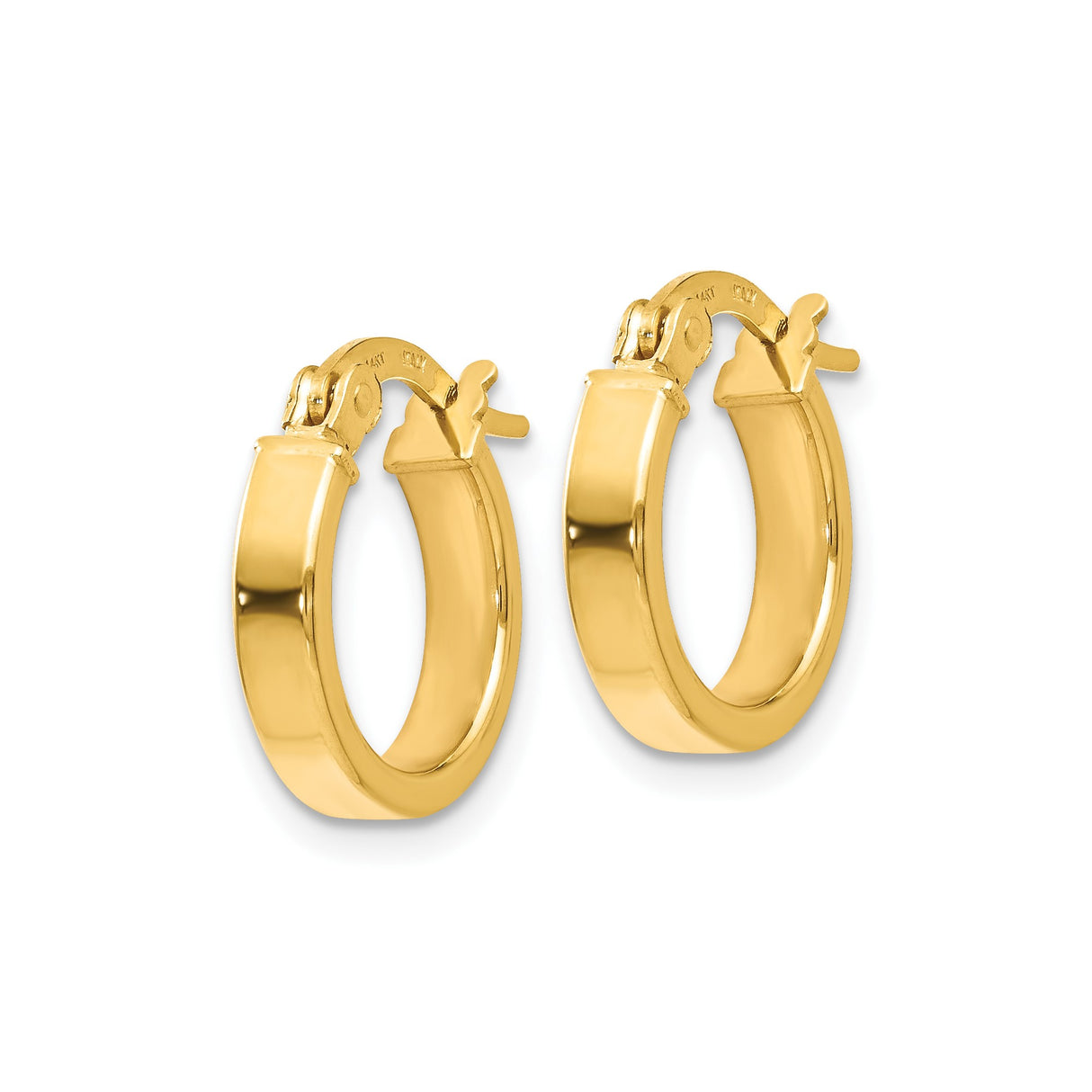 14k Yellow Gold Hoop Earrings, Italian Made Hinged Hoops with Polished Finish, Lightweight Classic Style