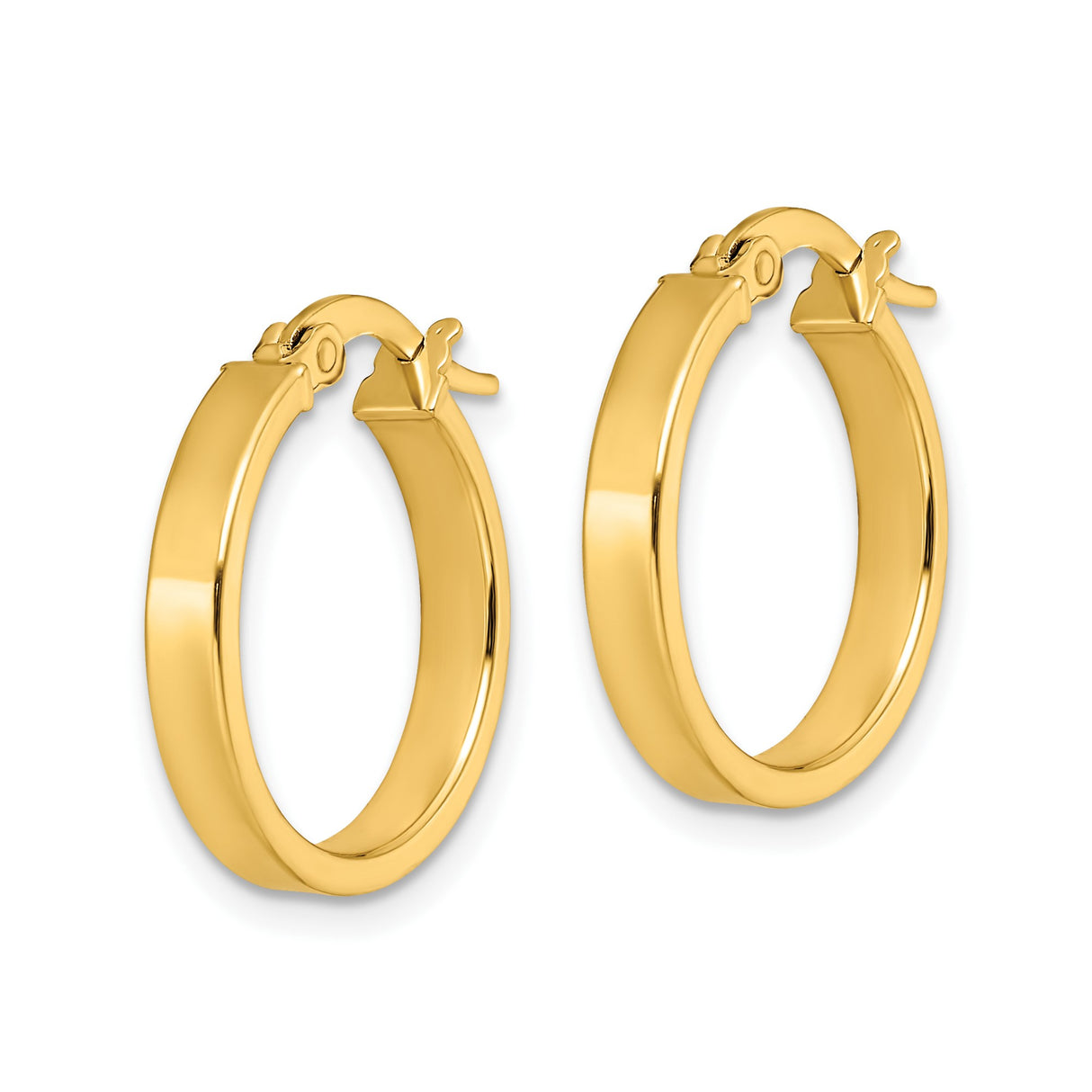 14k Yellow Gold Hoop Earrings, Classic Round Polished Design with Hinged Clasp, Lightweight Italian Made