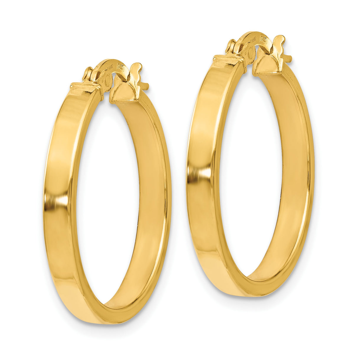 14k Yellow Gold Hoop Earrings, Classic Round Design with High-Polish Finish and Hinged Clasp