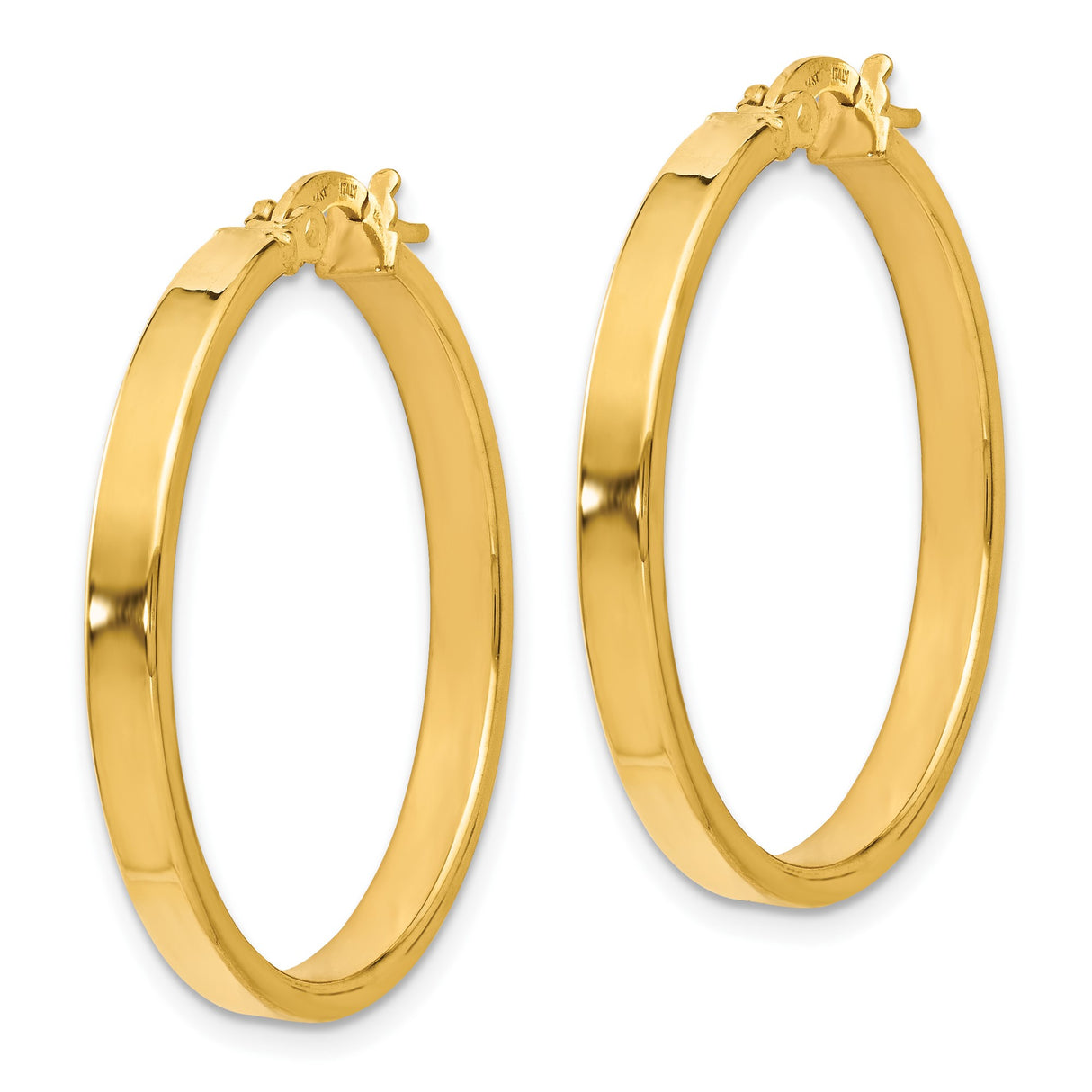 14k Yellow Gold Hoop Earrings, Medium Classic High Polish Minimalist Design for Women