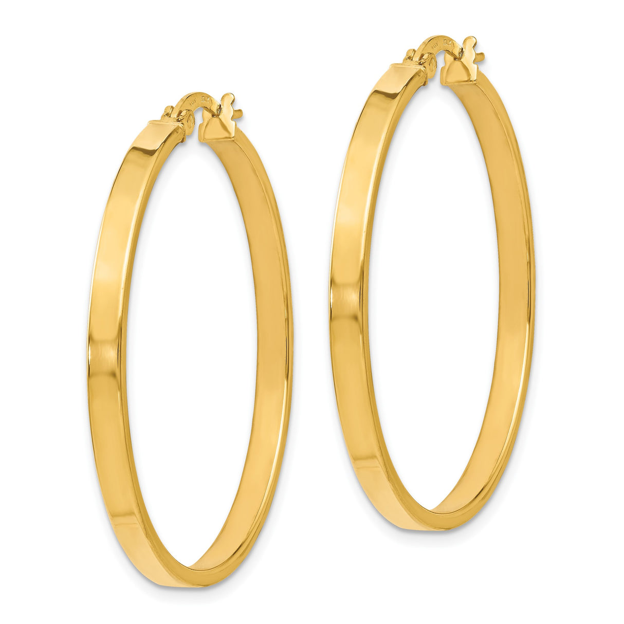 14k Yellow Gold Hoop Earrings, Classic Round Polished Design with Hinged Clasp