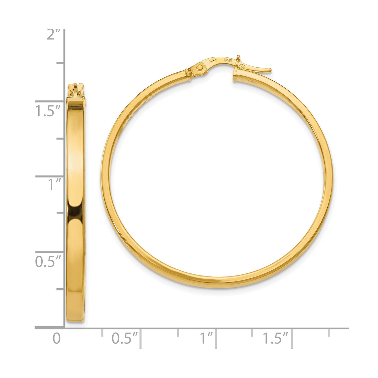 14k Yellow Gold Hoop Earrings, Classic Round Polished Design with Hinged Clasp