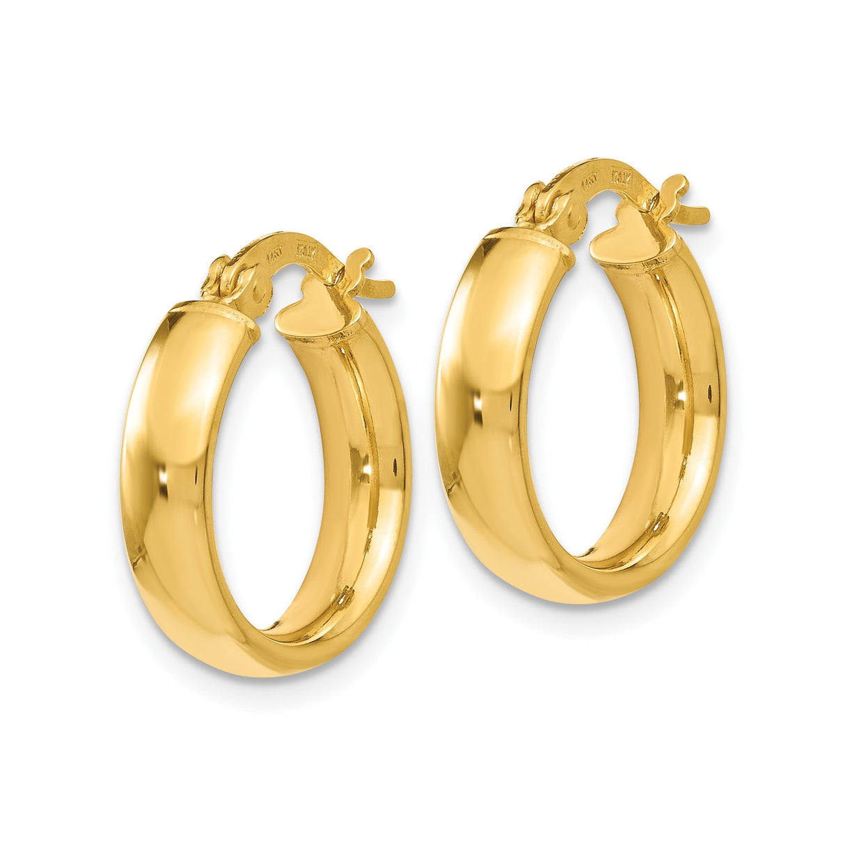 14k Yellow Gold Hoop Earrings, Polished Finish, Minimalist Classic Everyday Style for Women