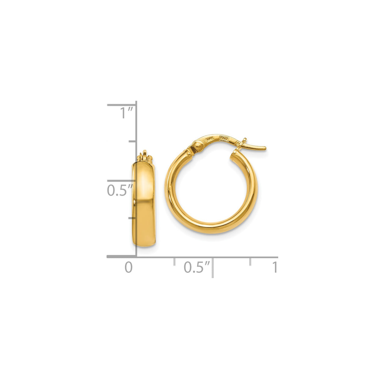 14k Yellow Gold Hoop Earrings, Polished Finish, Minimalist Classic Everyday Style for Women