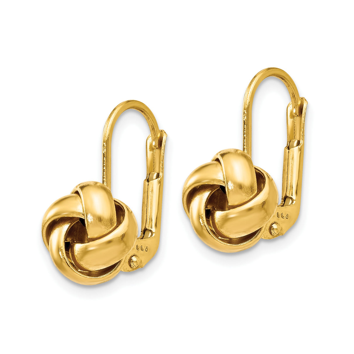 14k Yellow Gold Love Knot Leverback Earrings, Symbol of Eternal Love and Unity