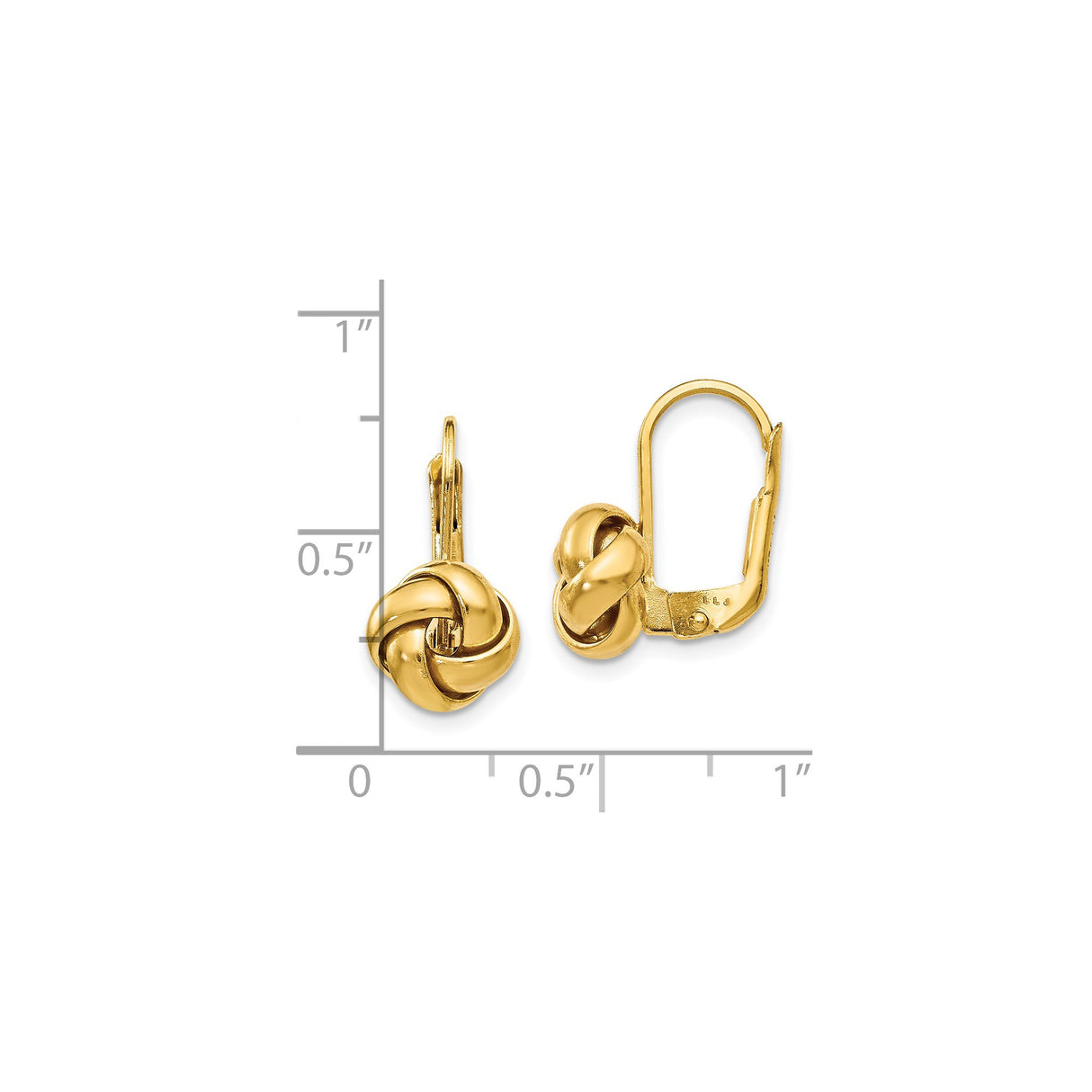 14k Yellow Gold Love Knot Leverback Earrings, Symbol of Eternal Love and Unity