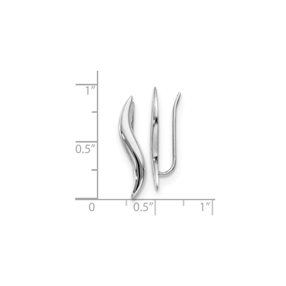 14k White Gold Threader Earrings with Sleek Polished Wave Design