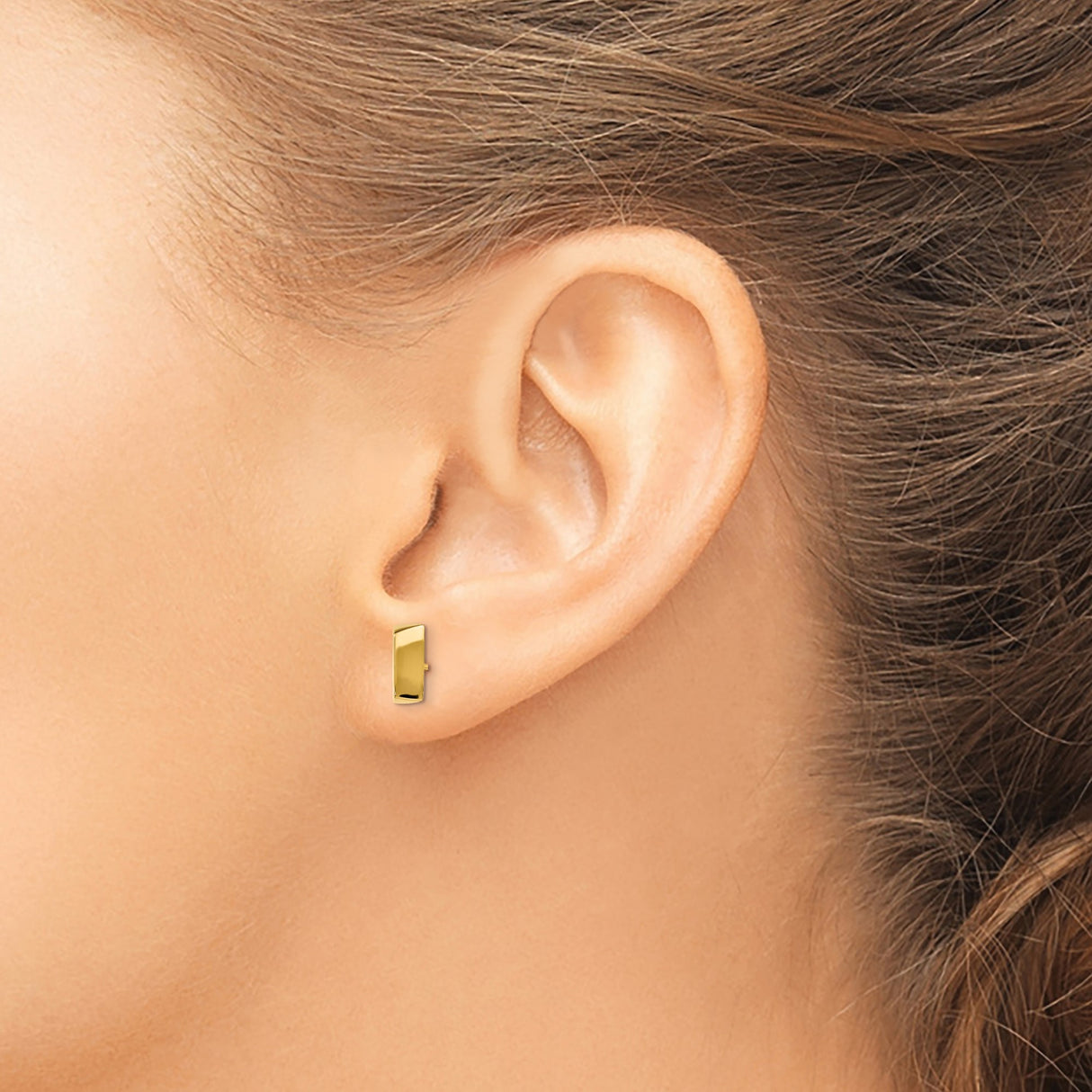14k Yellow Gold Rectangle Bar Stud Earrings, Minimalist Geometric Style, Unisex Jewelry
