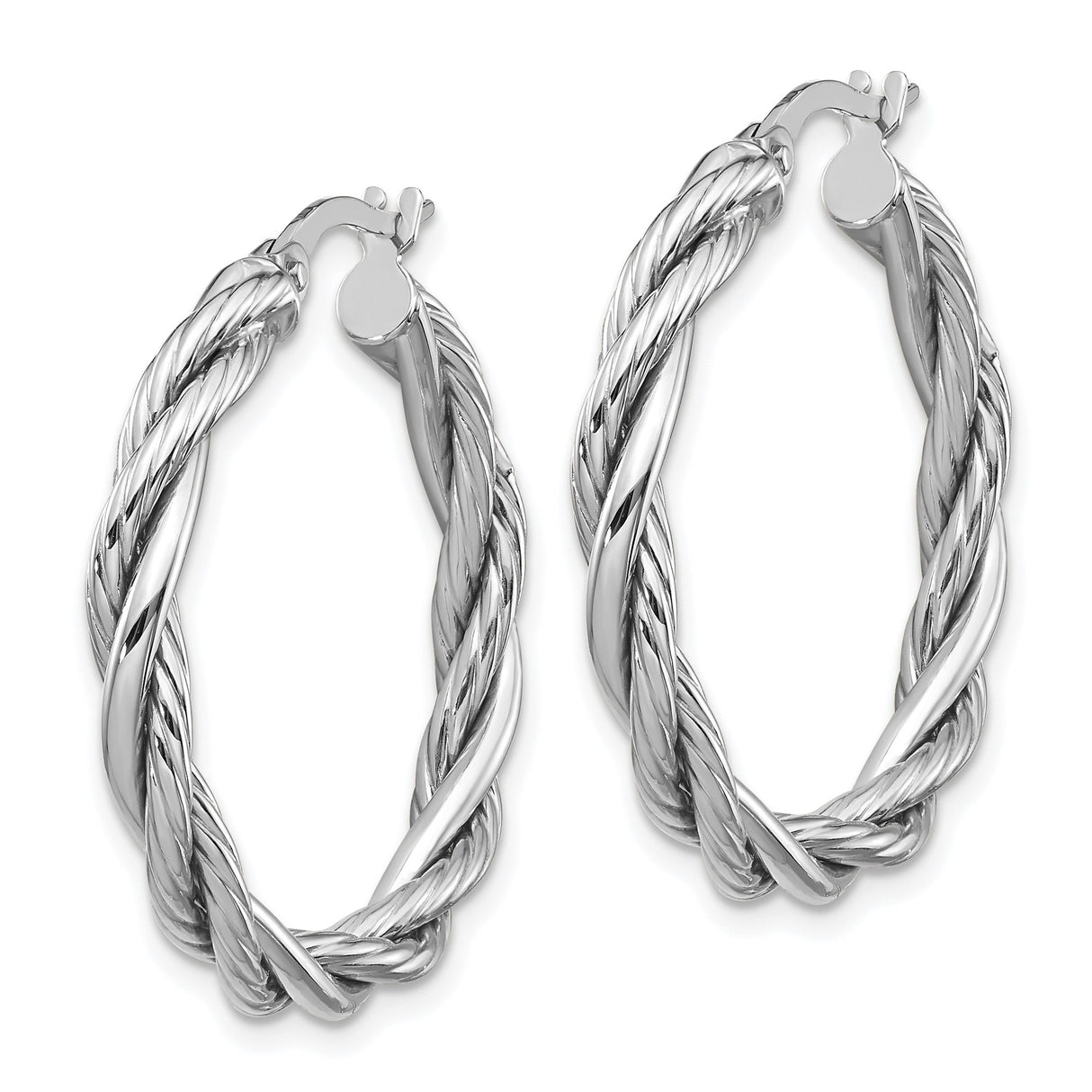 14k Yellow Gold Twisted Rope Hoop Earrings, Medium Size Lightweight Hoops for Women