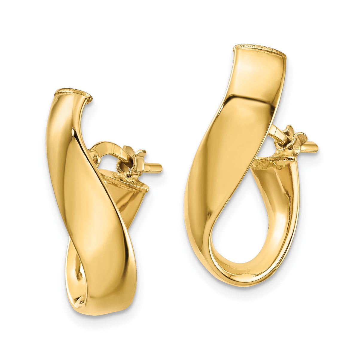 14k Yellow Gold Twisted Hoop Earrings with Modern Fluid Design and High-Polish Finish