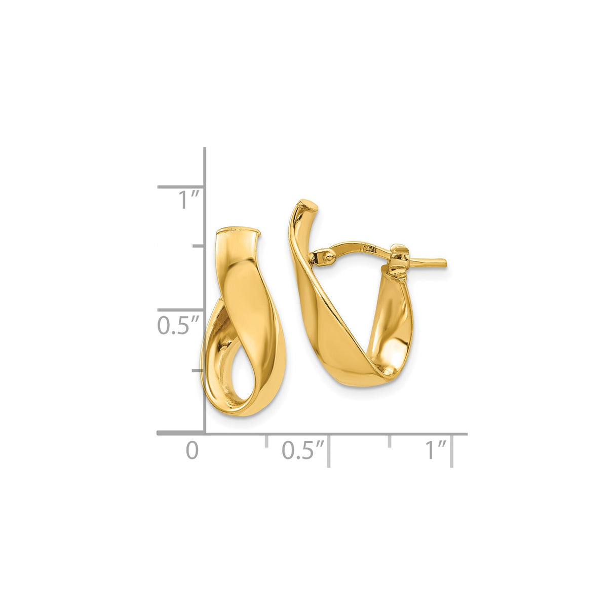 14k Yellow Gold Twisted Hoop Earrings with Modern Fluid Design and High-Polish Finish