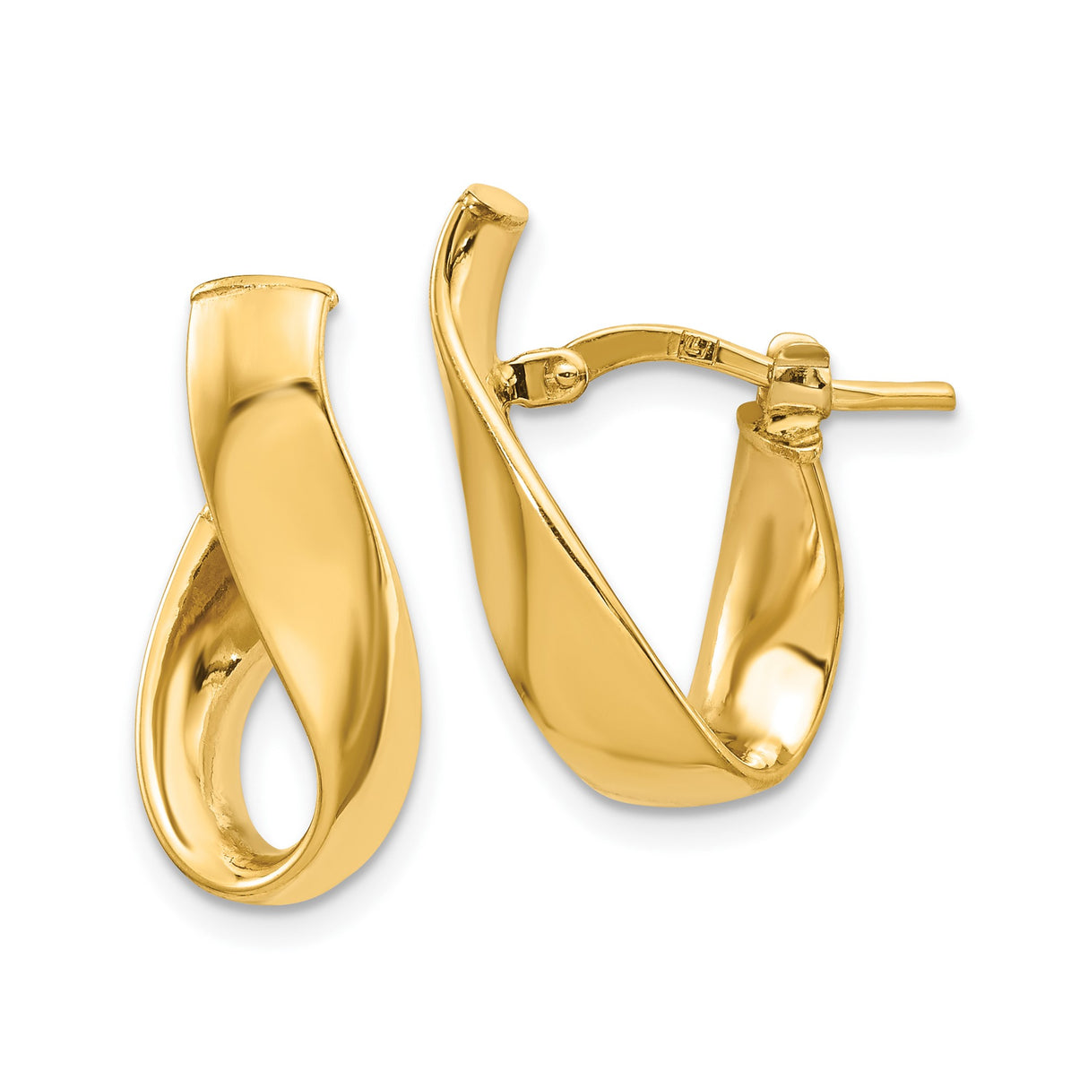 14k Yellow Gold Twisted Hoop Earrings with Modern Fluid Design and High-Polish Finish