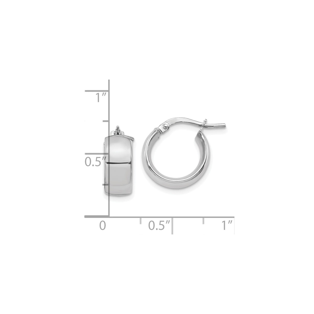 14k Yellow Gold Hoop Earrings, Polished Two-Tone Rhodium Classic Round Style for Women