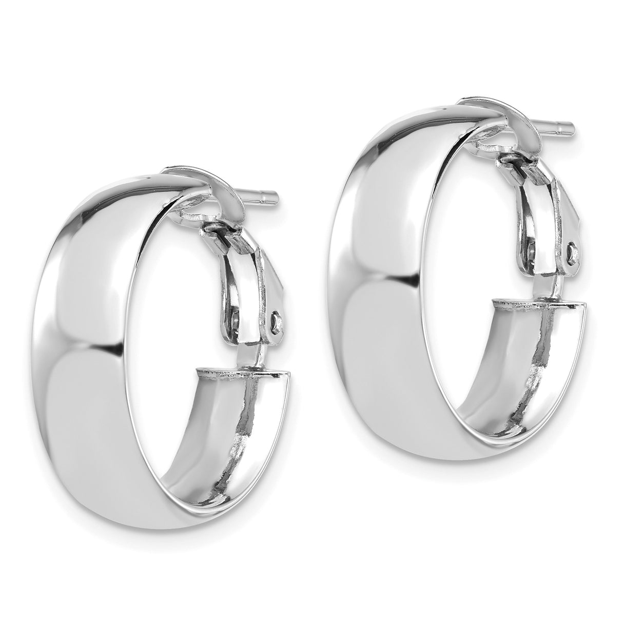 14k Yellow Gold and Rhodium Hoop Earrings, High Polish Dual Tone Design for Women