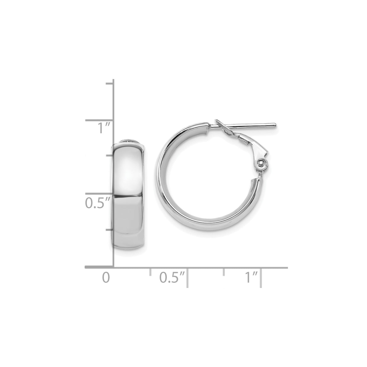 14k Yellow Gold and Rhodium Hoop Earrings, High Polish Dual Tone Design for Women