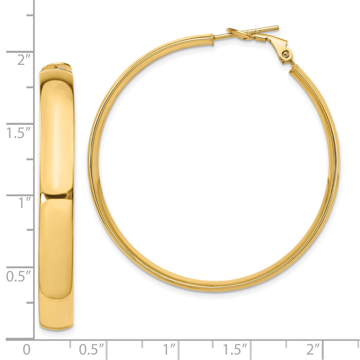 14k Yellow Gold Hoop Earrings, High Polish Finish, Latch Back Closure, Classic Minimalist Style