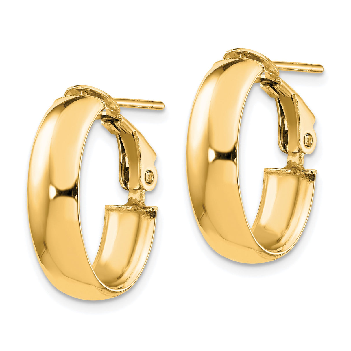 14k Yellow Gold Oval Hoop Earrings, Polished Finish, Hinged Closure, Classic Minimalist Style