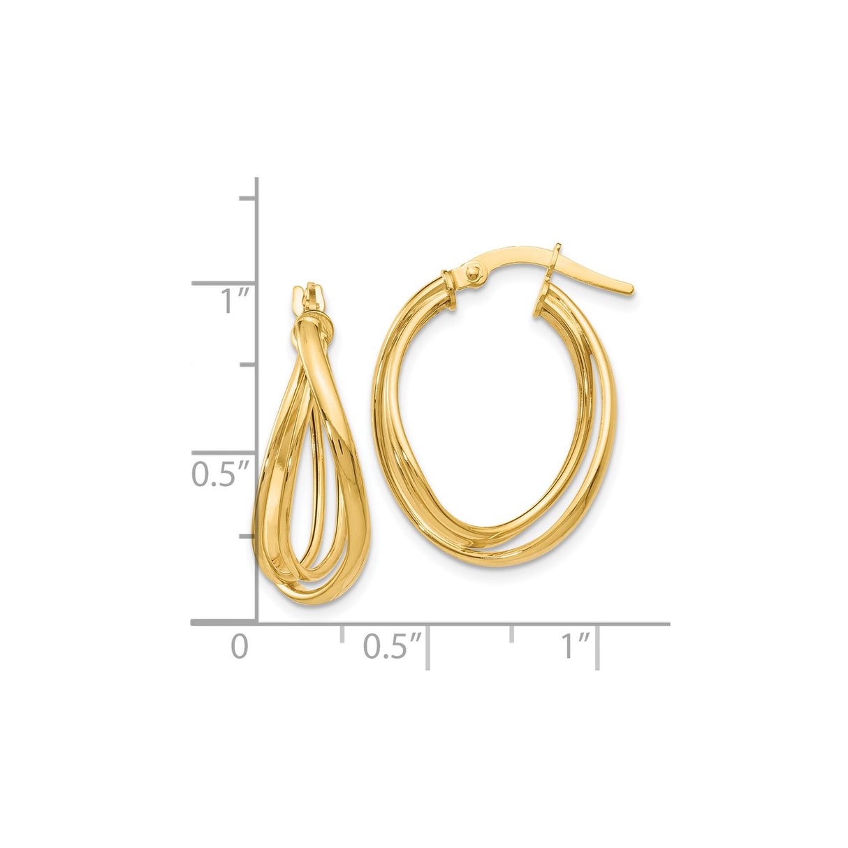 14k Yellow Gold Hoop Earrings with Twisted Layered Loop Design for Women