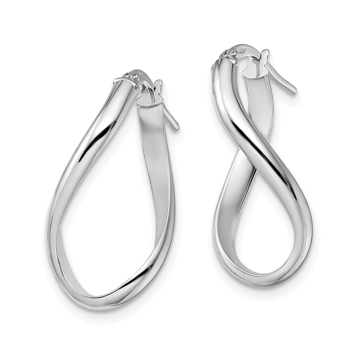 14k White Gold Twisted Hoop Earrings with Infinity Loop Design for Women