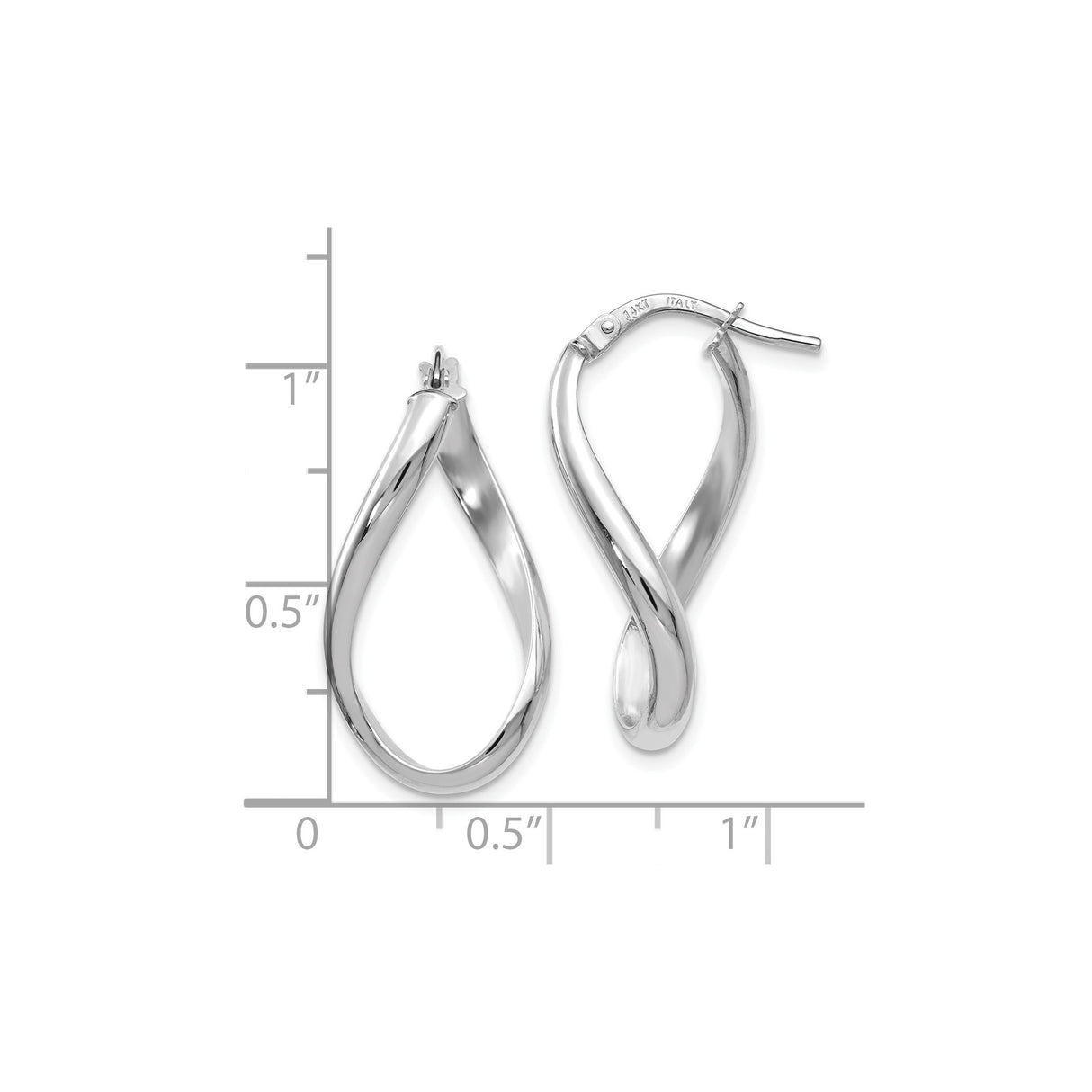 14k White Gold Twisted Hoop Earrings with Infinity Loop Design for Women