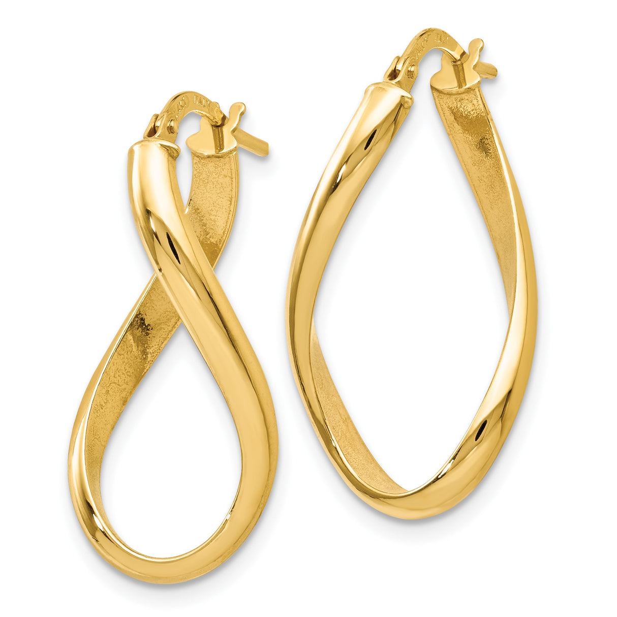 14k Yellow Gold Twisted Teardrop Hoop Earrings with Polished Overlapping Loop Design