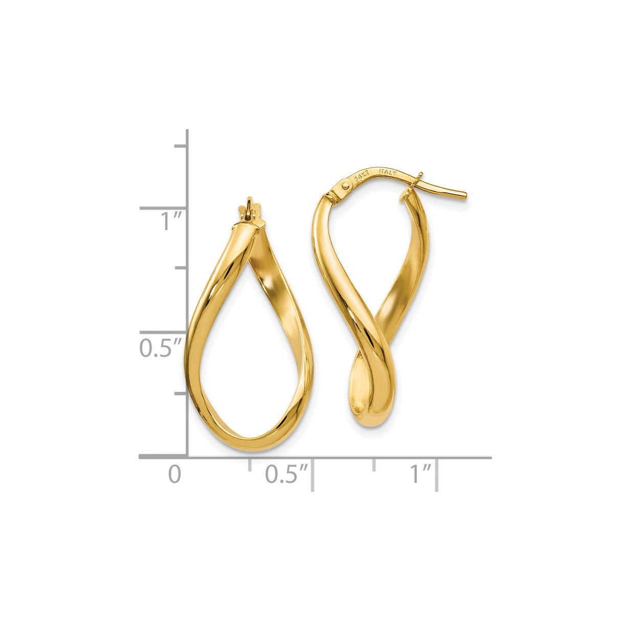 14k Yellow Gold Twisted Teardrop Hoop Earrings with Polished Overlapping Loop Design