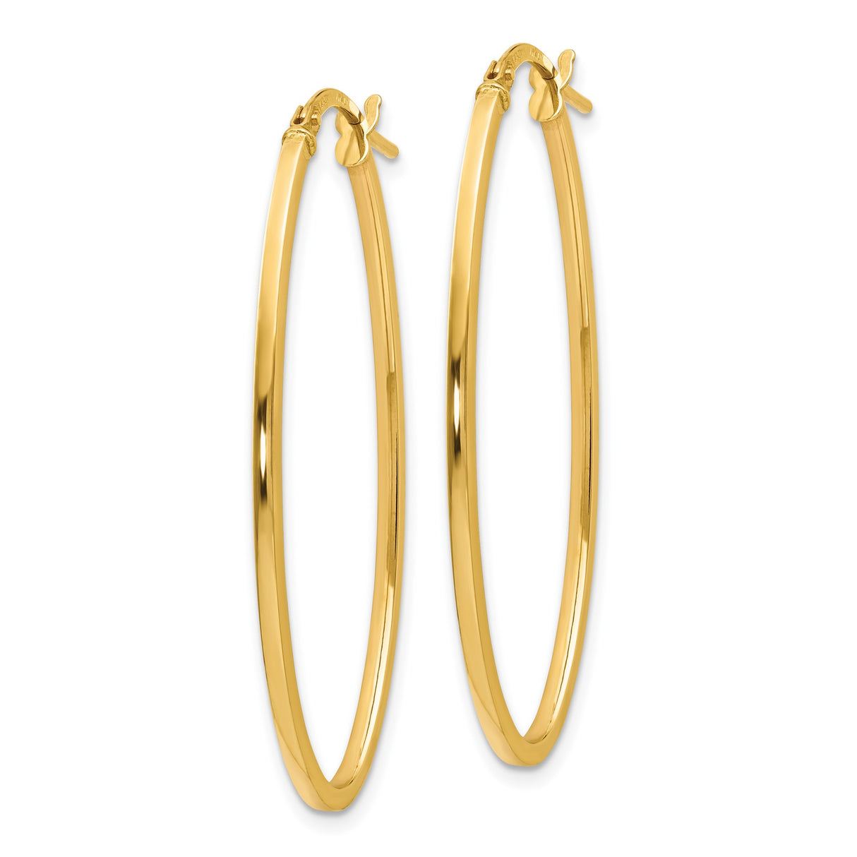 14k Yellow Gold Oval Hoop Earrings, Lightweight Polished Classic Minimalist Style for Women