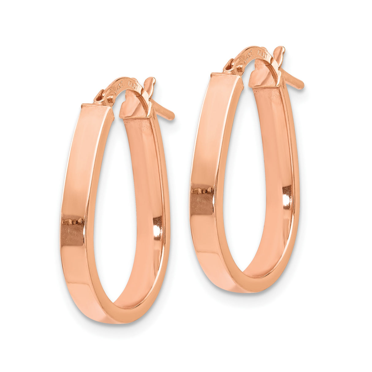 14k Yellow Gold Hoop Earrings, Square Teardrop Design, Lightweight Italian Minimalist Style for Women
