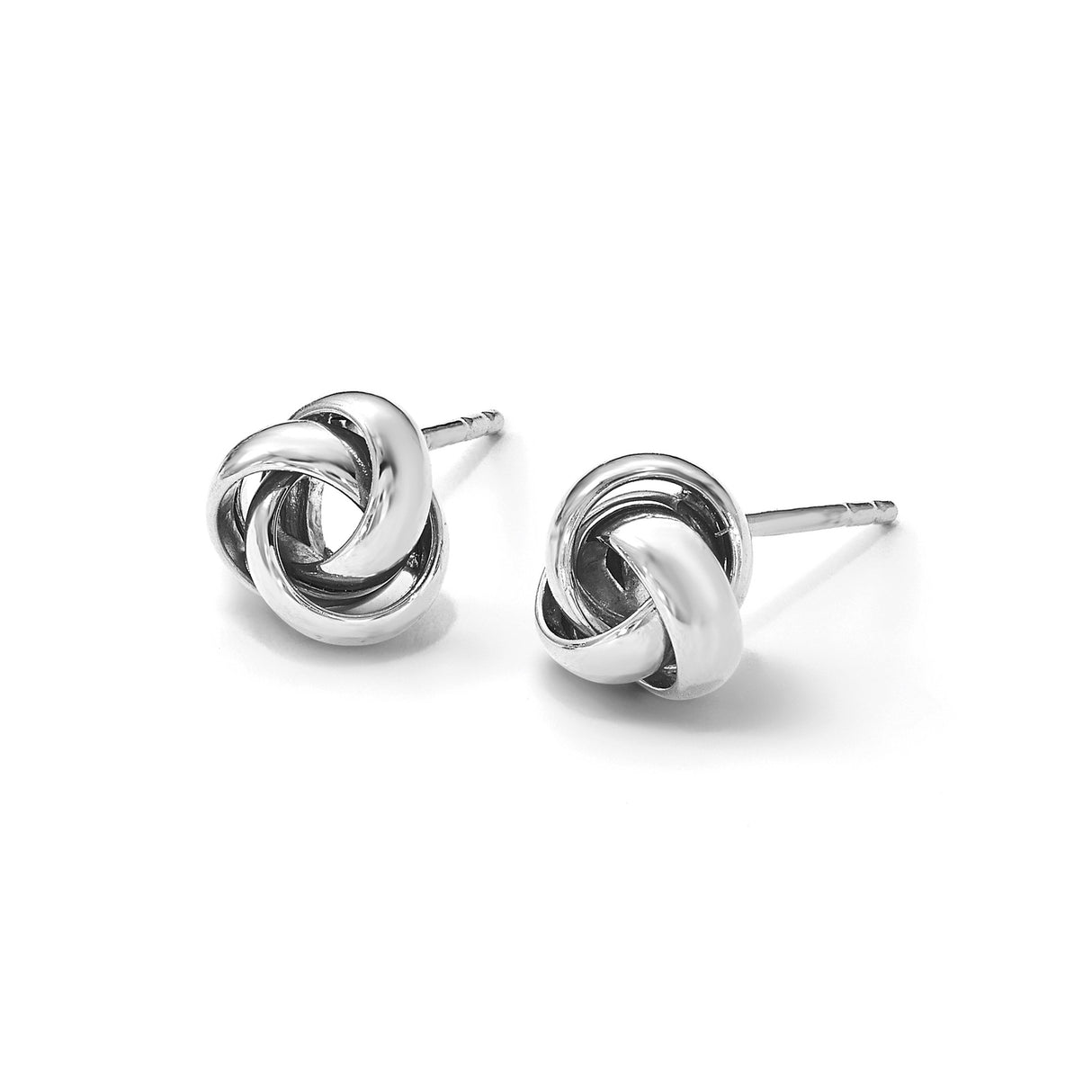 14k White Gold Love Knot Stud Earrings, Intertwined Knot Symbol of Eternal Love