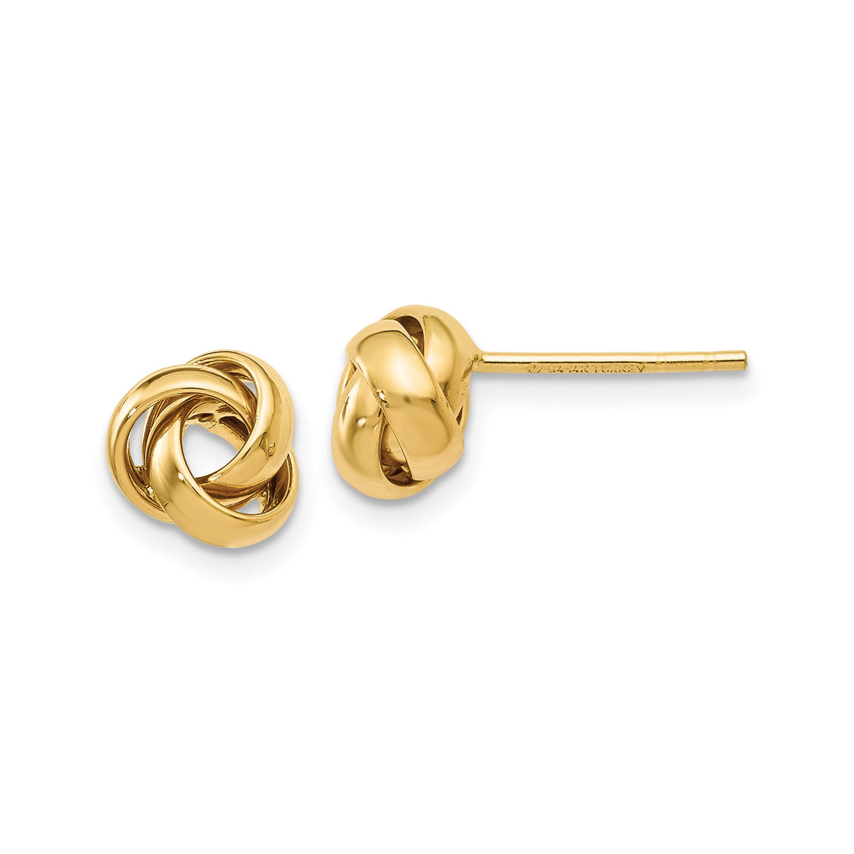 14k Yellow Gold Love Knot Stud Earrings, Intertwined Design, Symbol of Unity and Eternal Love