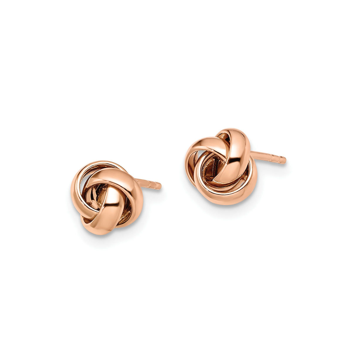 14k Rose Gold Love Knot Stud Earrings, Intertwined Knot Design, Romantic Style for Women
