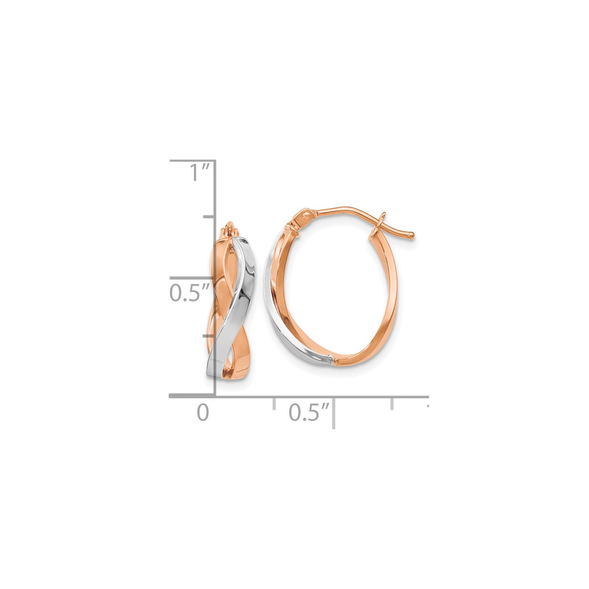 14k Yellow Gold Twist Hoop Earrings, Two-Tone Infinity Design for Women