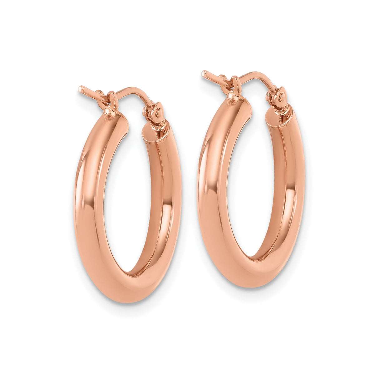 14k Rose Gold Hoop Earrings, Lightweight Round Hoops with Latch Back, Minimalist Style for Women