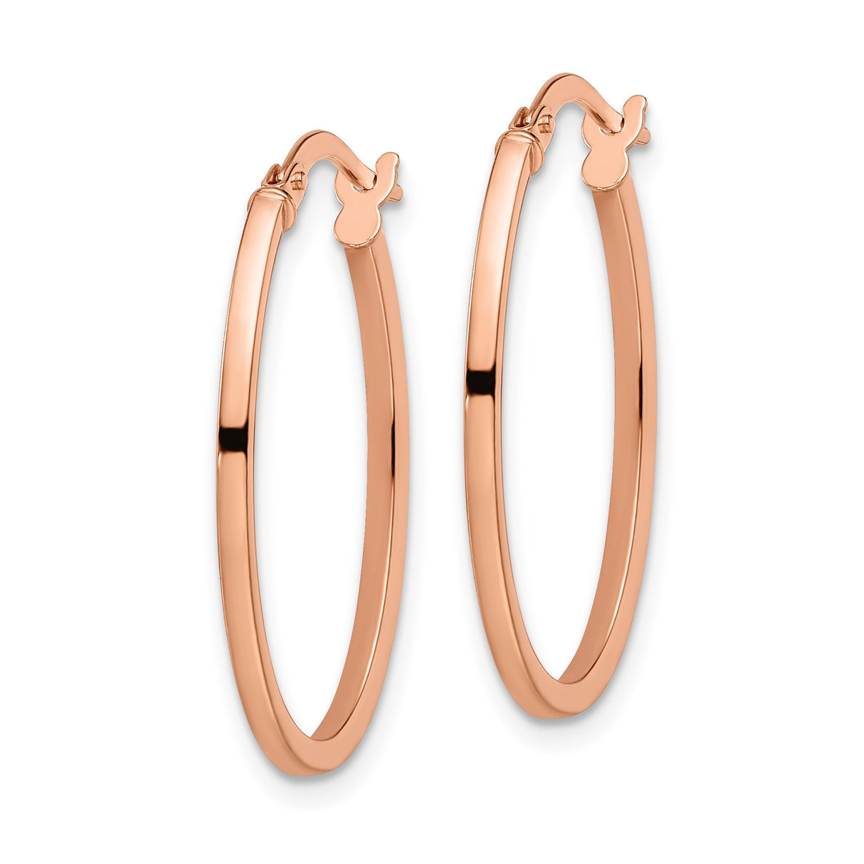 14k Rose Gold Oval Hoop Earrings, Sleek Minimalist Design for Women