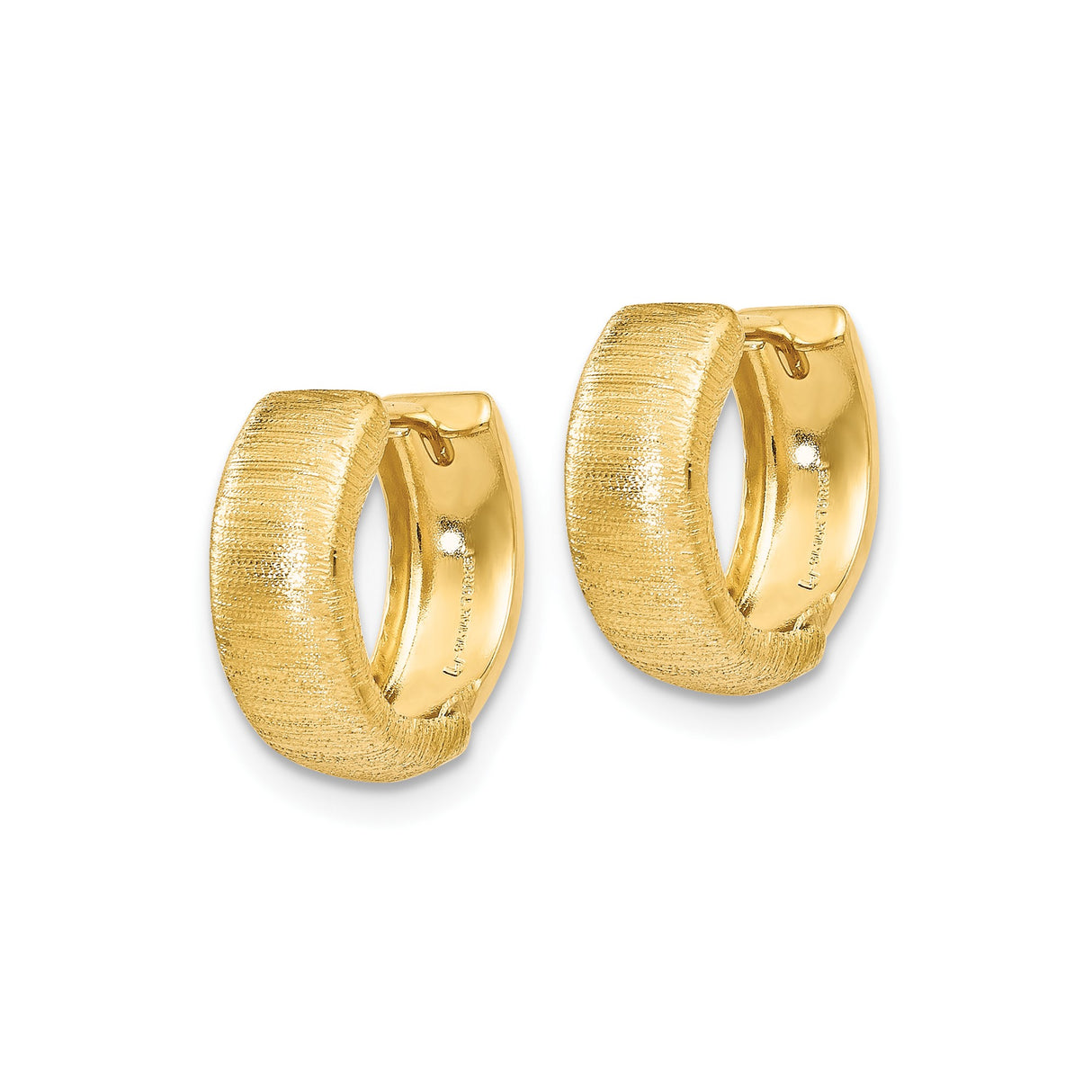 14k Yellow Gold Hoop Earrings, Brushed Finish, Huggie Style, Minimalist Jewelry for Women