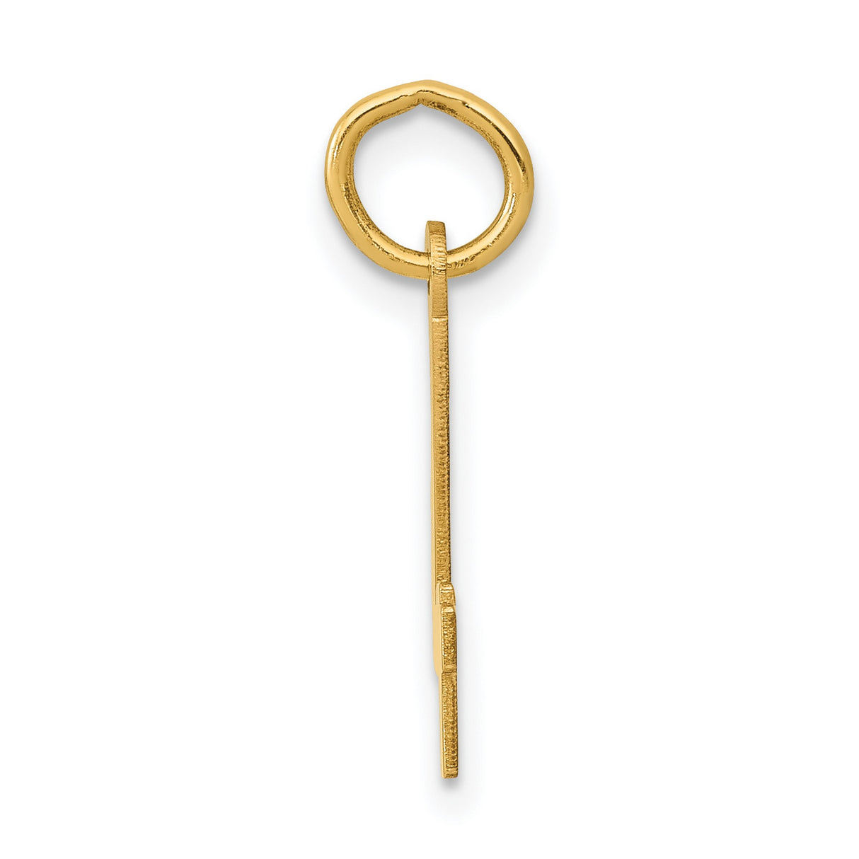 Small Polished Elongated Number 4 Charm Pendant in Real 14k Yellow Gold