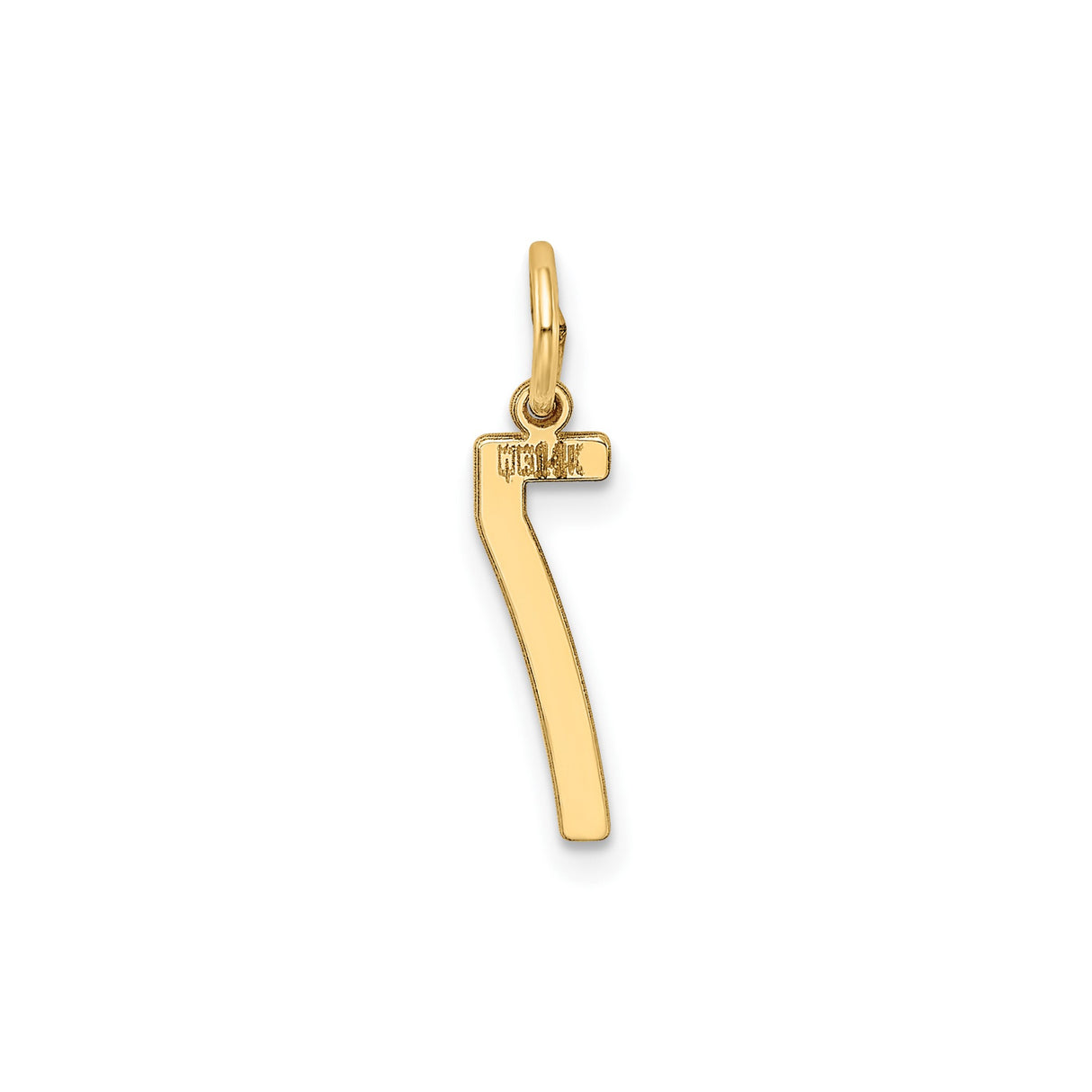 14k Yellow Gold Number 7 Pendant Charm, Polished Lucky Numeral Symbol for Women or Unisex Wear