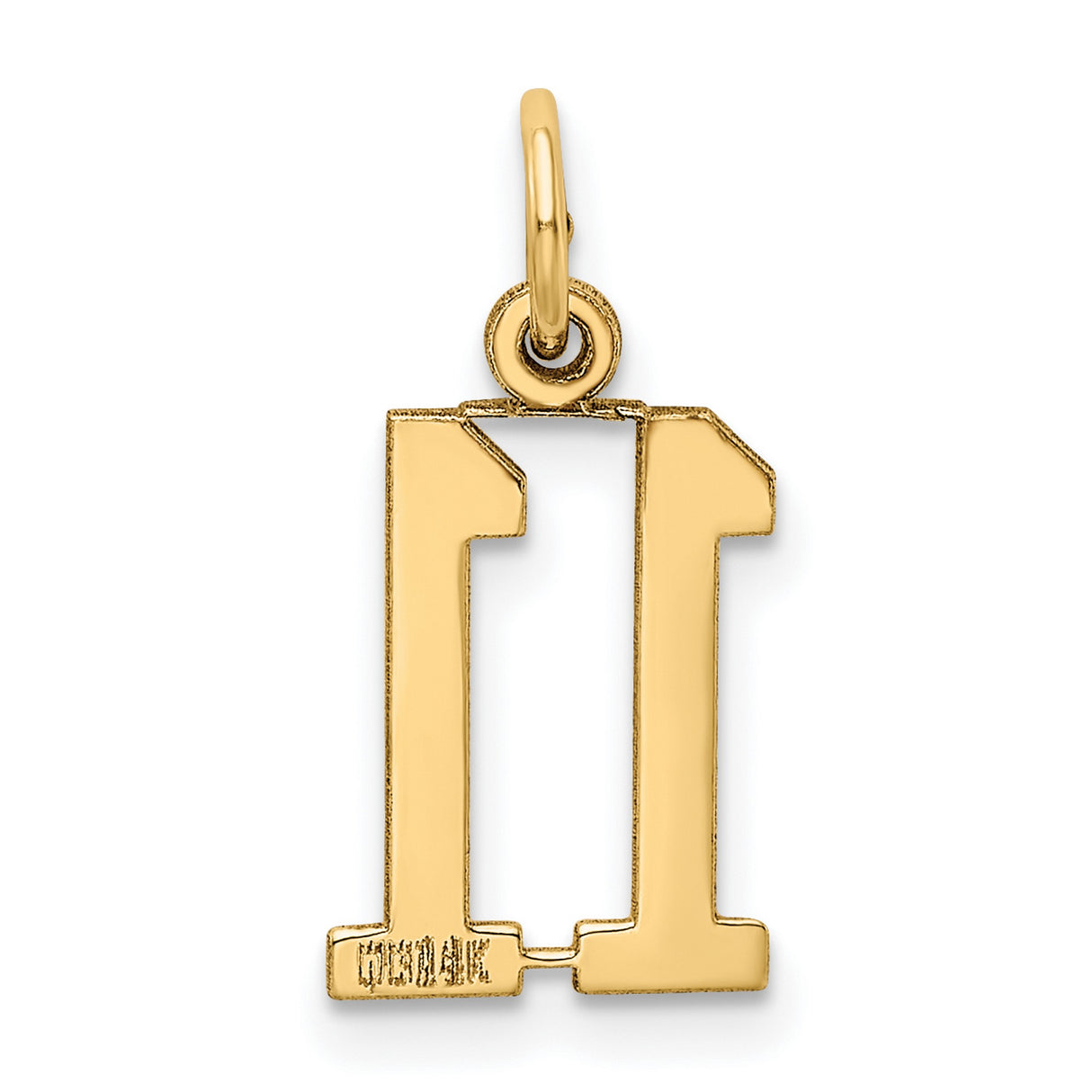14k Yellow Gold Number 11 Pendant Charm, Unisex Minimalist Sports Jersey Lucky Number Jewelry