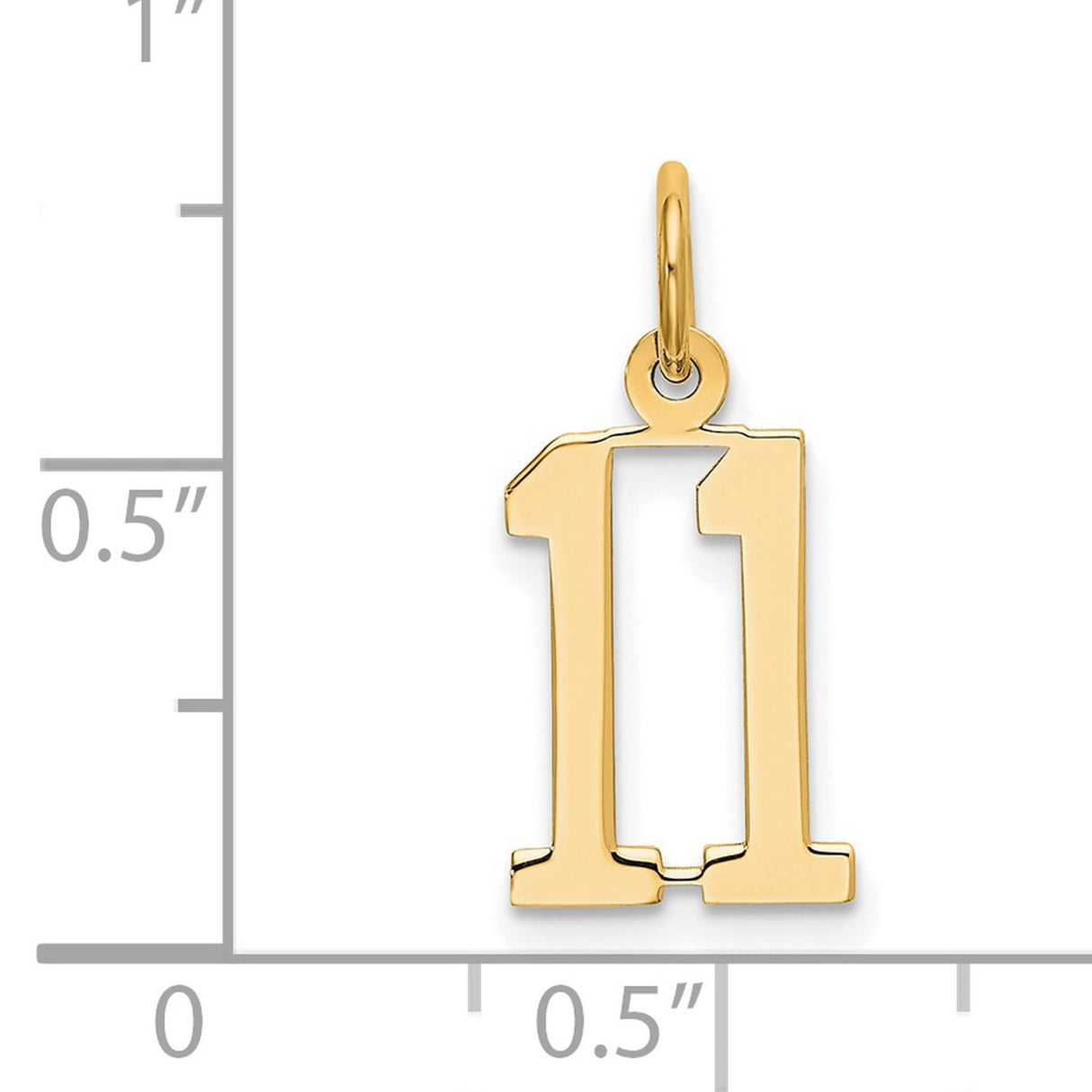 14k Yellow Gold Number 11 Pendant Charm, Unisex Minimalist Sports Jersey Lucky Number Jewelry