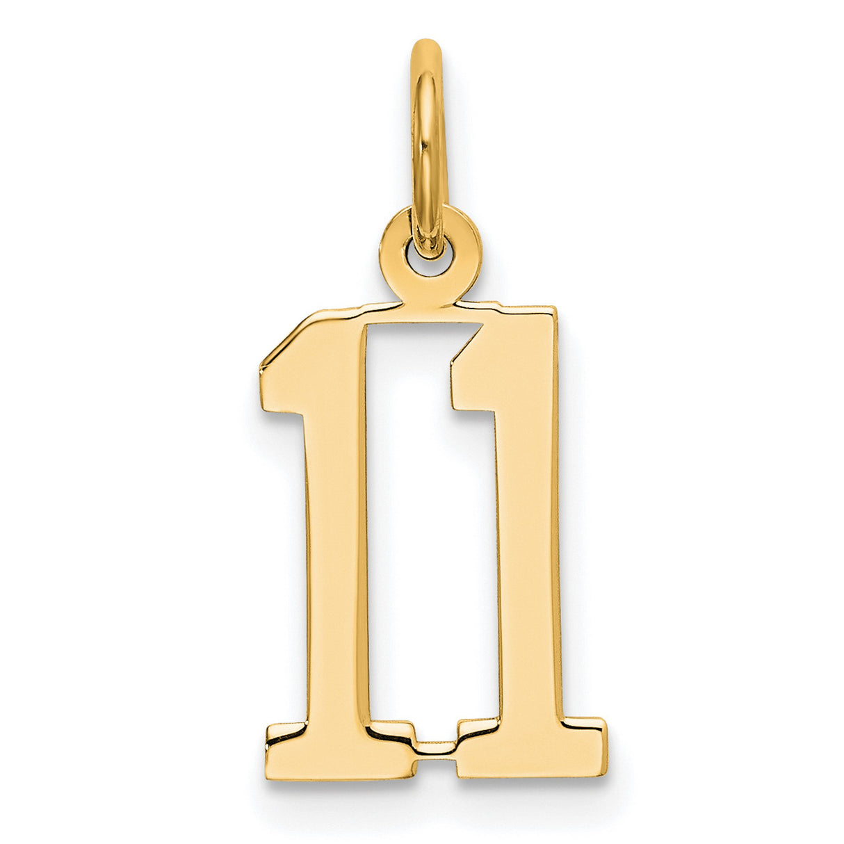 14k Yellow Gold Number 11 Pendant Charm, Unisex Minimalist Sports Jersey Lucky Number Jewelry