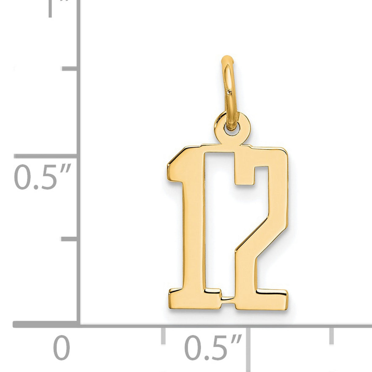 14k Yellow Gold Number 12 Charm Pendant, Bold Block Design for Sports Fans and Athletes