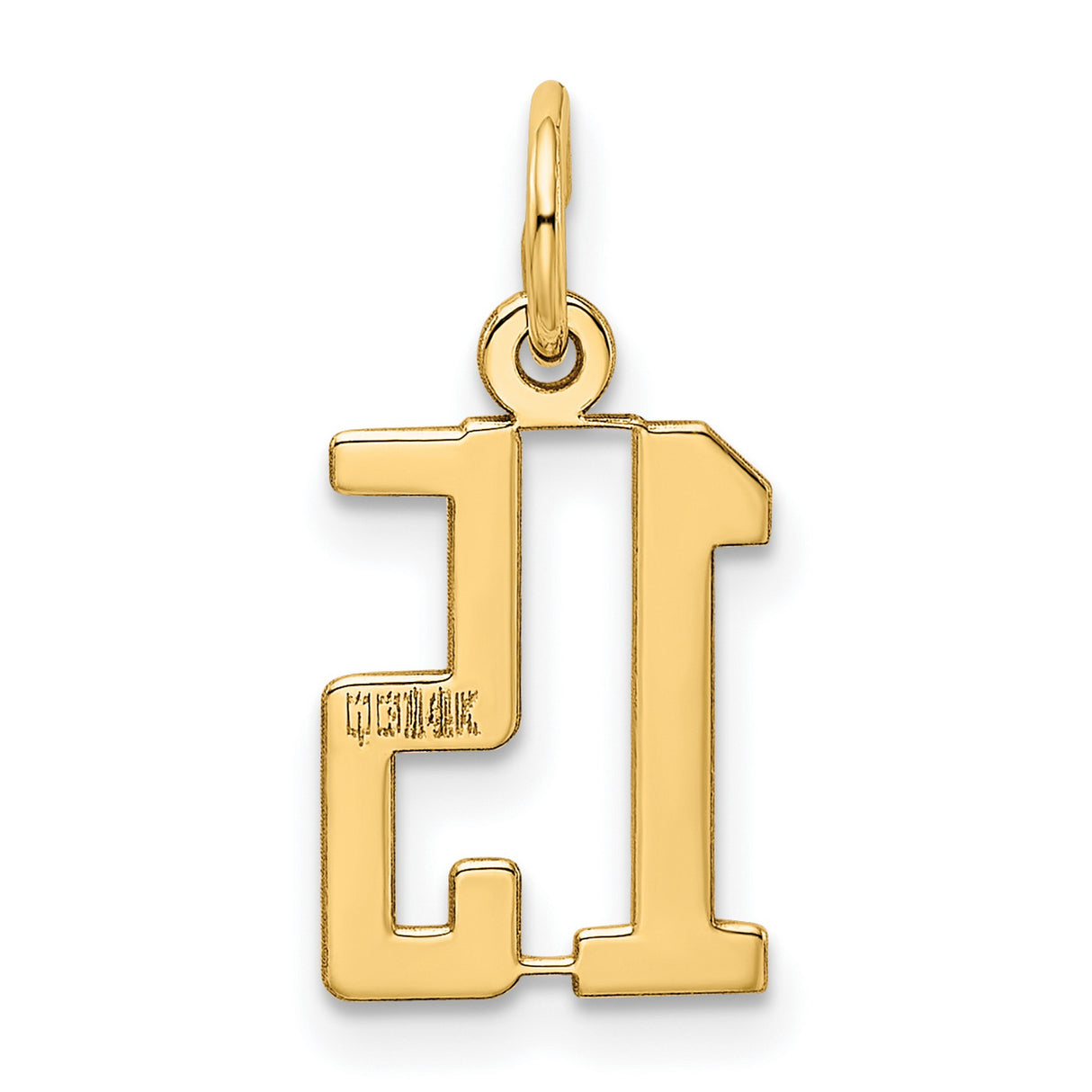 14k Yellow Gold Number 15 Pendant Charm, Quinceañera Birthday Jewelry for Girls
