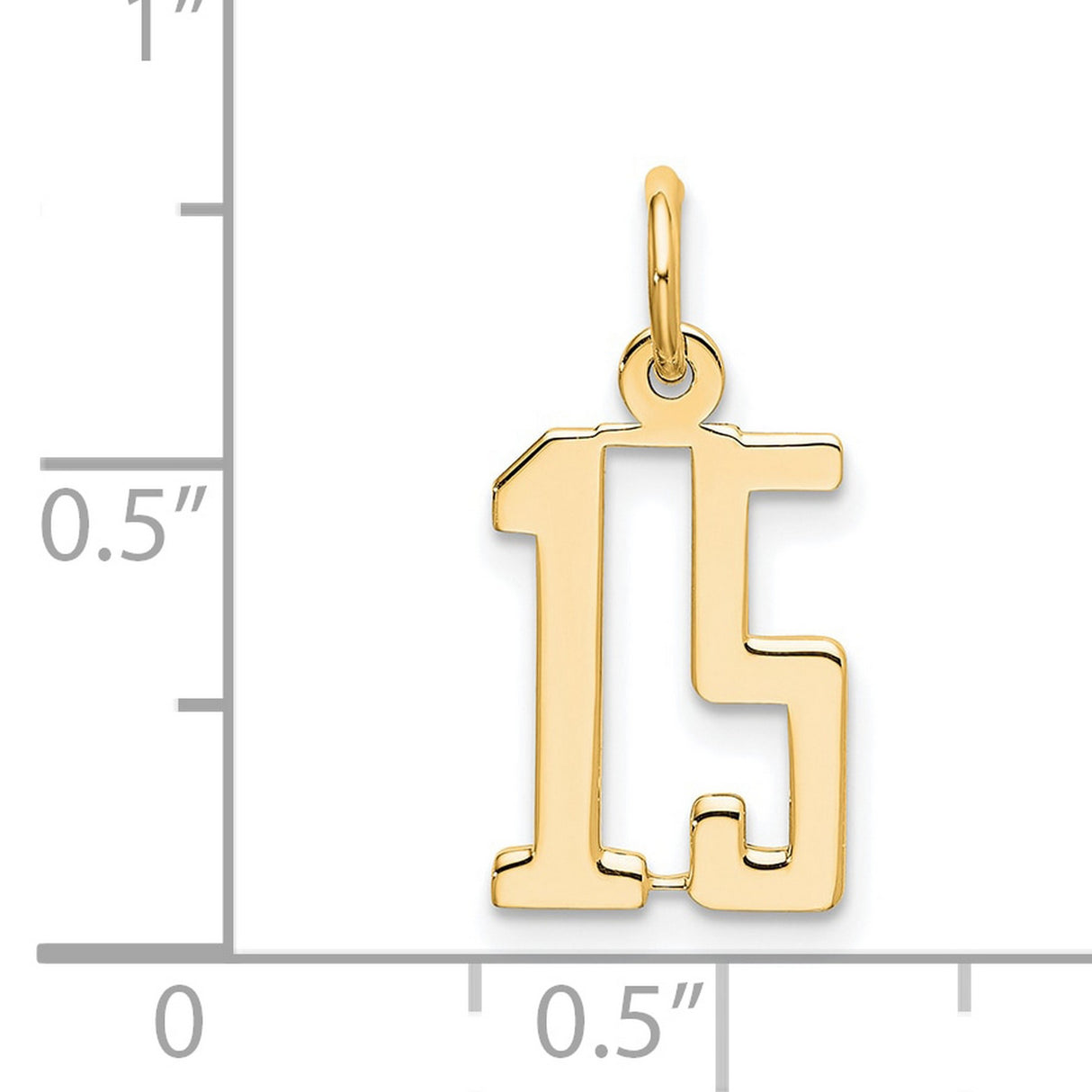 14k Yellow Gold Number 15 Pendant Charm, Quinceañera Birthday Jewelry for Girls