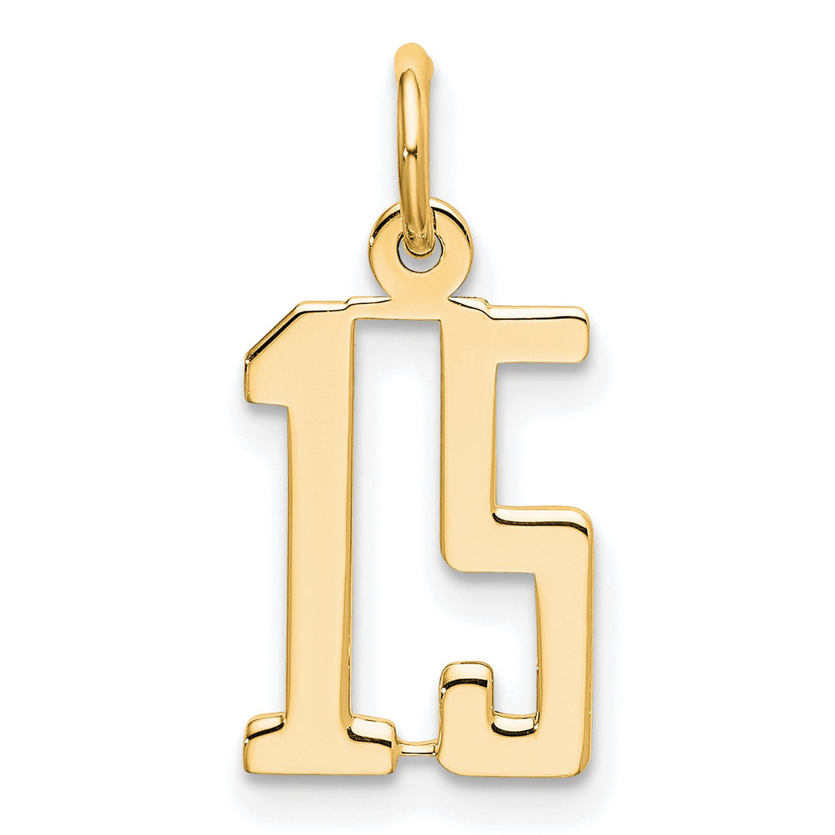 14k Yellow Gold Number 15 Pendant Charm, Quinceañera Birthday Jewelry for Girls