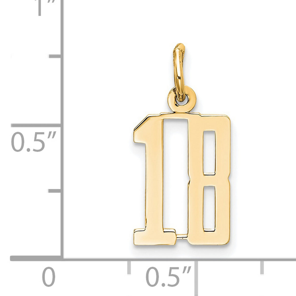 Small Elongated Number 18 Charm Pendant in Real 14k Yellow Gold