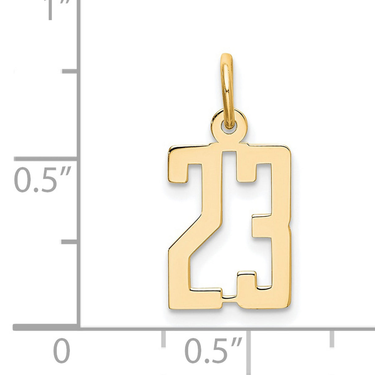 14k Yellow Gold Number 23 Pendant, Athletic Style Charm for Men and Women
