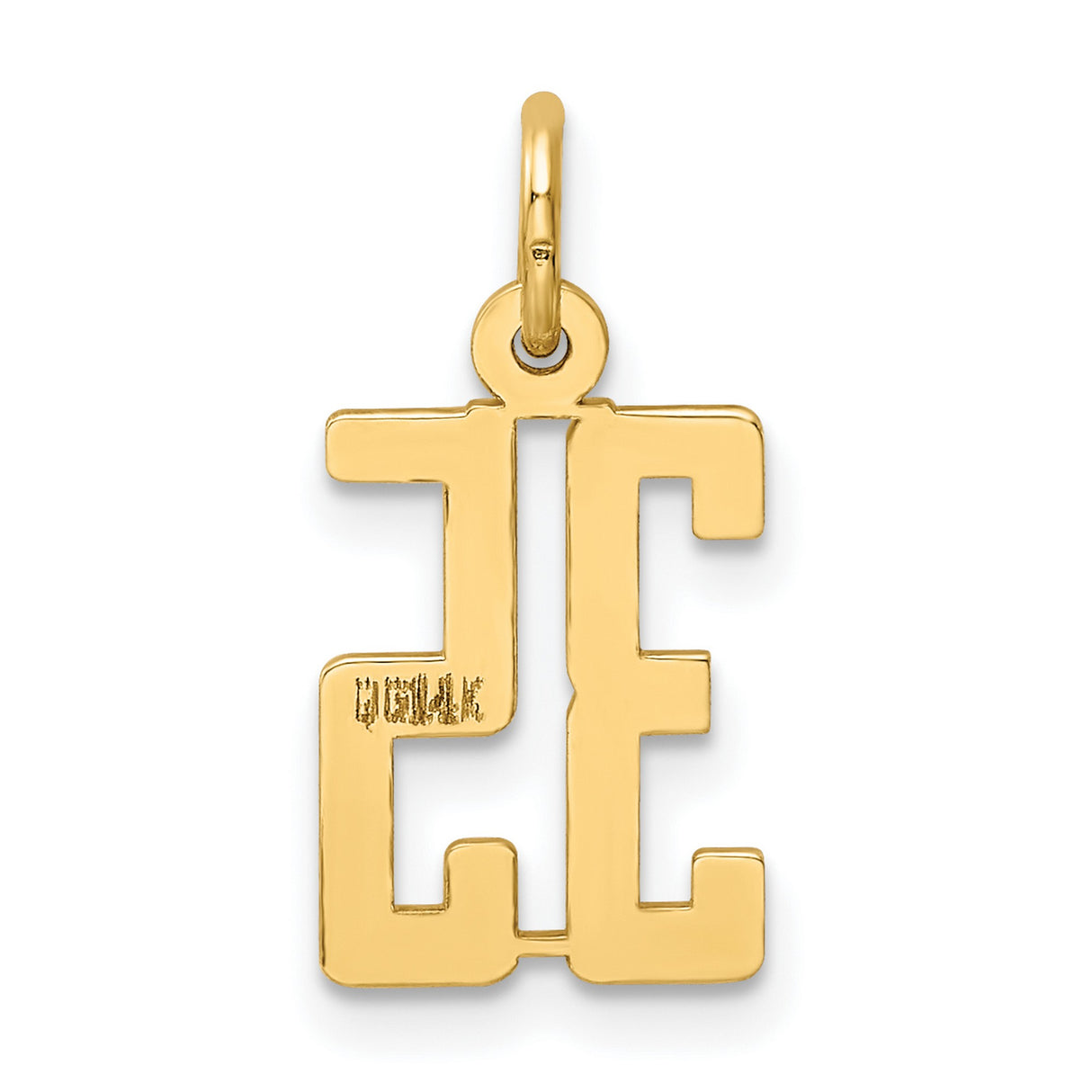 14k Yellow Gold Number 35 Pendant, Bold Block Style Charm for Men or Women