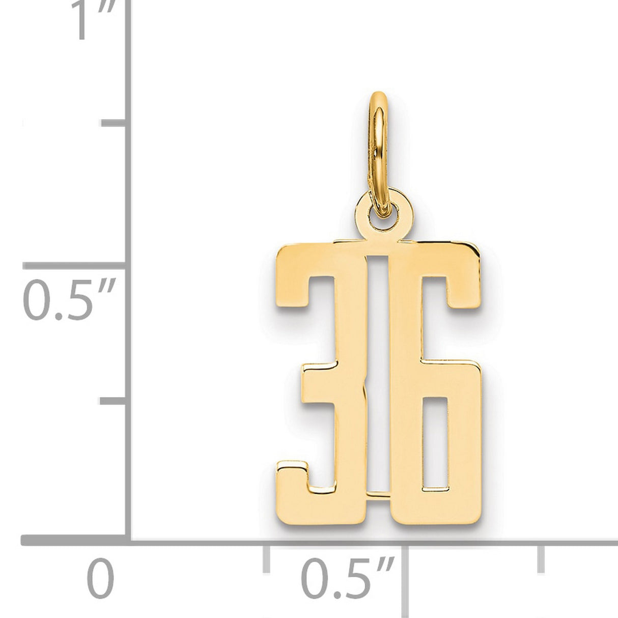 14k Yellow Gold Number 36 Pendant, Bold Block Style Numeric Charm for Men or Unisex