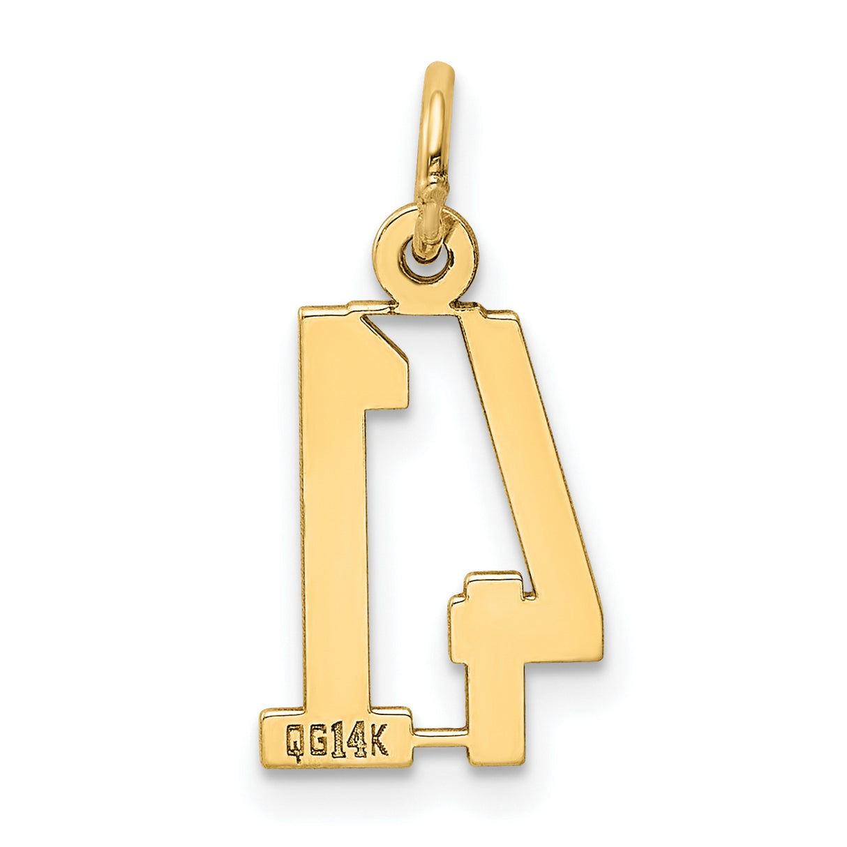 14k Yellow Gold Number 41 Pendant Charm, Cutout Design with Polished Finish, Unisex Sports Theme