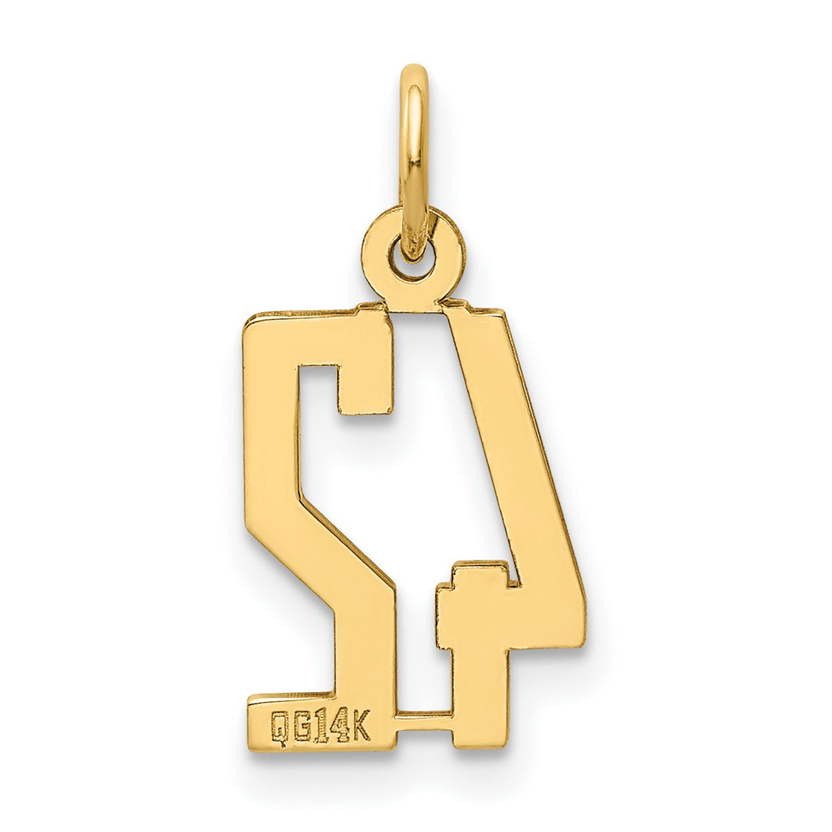 14k Yellow Gold Number 42 Pendant Charm with Modern Cutout Design